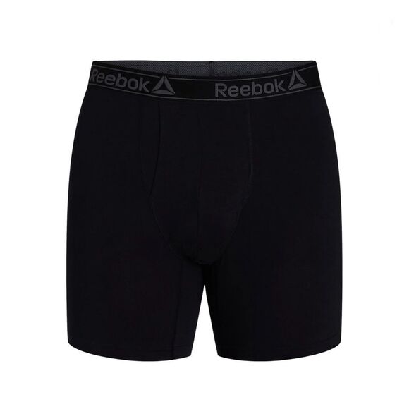 Reebok Stretch knit Cotton Long Leg Boxer Briefs, Black 2, 6-Packs Size 2XL - Picture 6 of 10